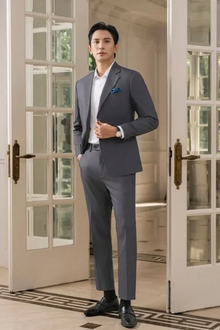 Vest nam đen kẻ dọc